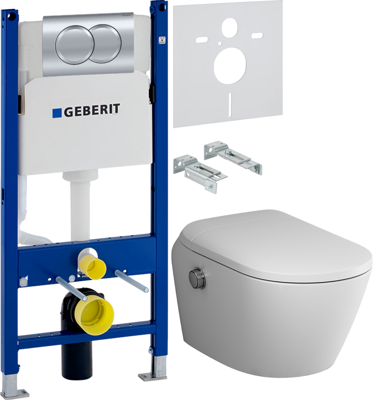 Комплект 3 в 1 Унитаз подвесной AM.PM Sensation CCC301700SC + Инсталляция с кнопкой Geberit Duofix Delta 458.149.21.1 + Звукоизоляция 156.050.00.1