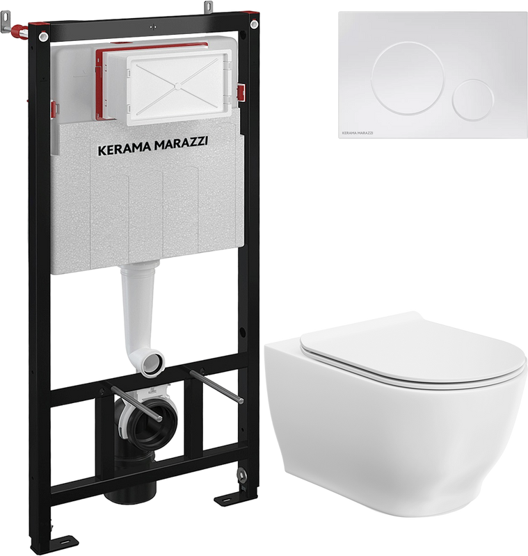Комплект 3 в 1 Унитаз подвесной KERAMA MARAZZI Modula MO.wc.02 + Инсталляция INST.A.WC + Кнопка FPR.A.WHT