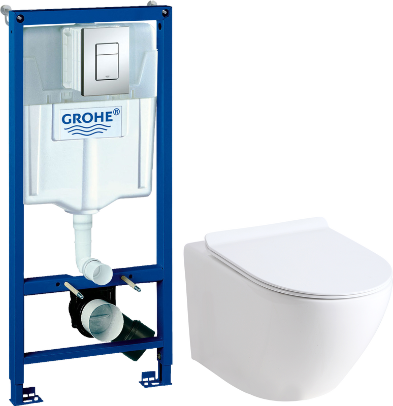 Комплект 2 в 1 Унитаз подвесной Orange C07 C07-100W + Инсталляция с кнопкой Grohe Rapid SL 38772001