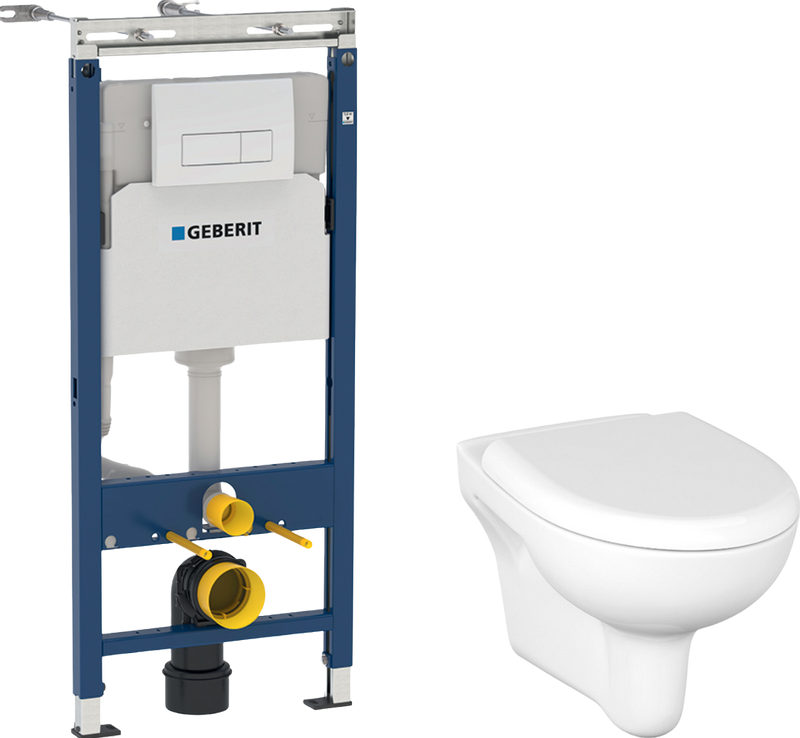 Комплект 2 в 1 Унитаз подвесной Cersanit Nature Clean On DPL EO + Инсталляция с кнопкой Geberit Duofix Платтенбау 458.125.11.1