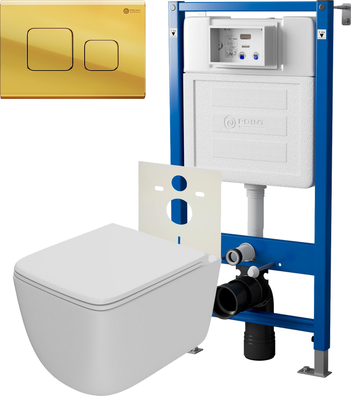 Комплект 3 в 1 Унитаз подвесной Point Меркурий PN41831WM + Инсталляция PN45120 + Кнопка Афина PN44041G