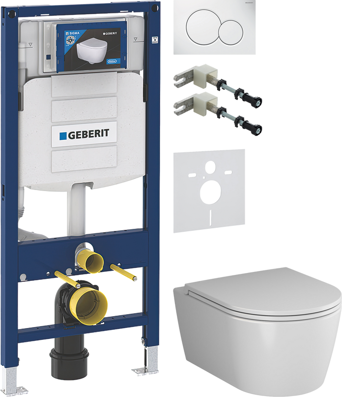 Комплект 5 в 1 Унитаз подвесной AM.PM Func C8F1700SC + Крепления Geberit Duofix 111.815.00.1 к стене + Звукоизоляция 156.050.00.1 + Инсталляция UP 320 111.300.00.5 + Кнопка Sigma 01 115.770.11.5