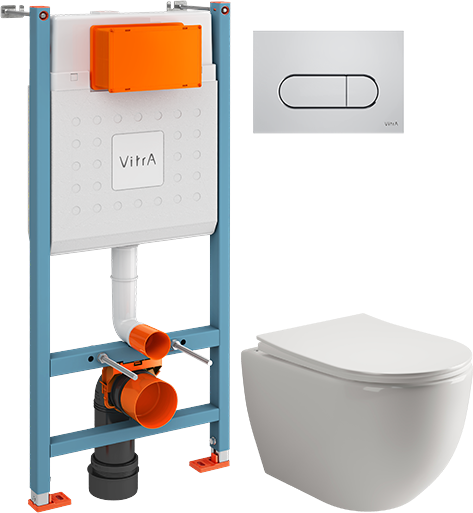Комплект 2 в 1 Унитаз подвесной Ceramicanova Mia Rimless CN1805 + Инсталляция с кнопкой VitrA V-Fix Core 732-5800-01