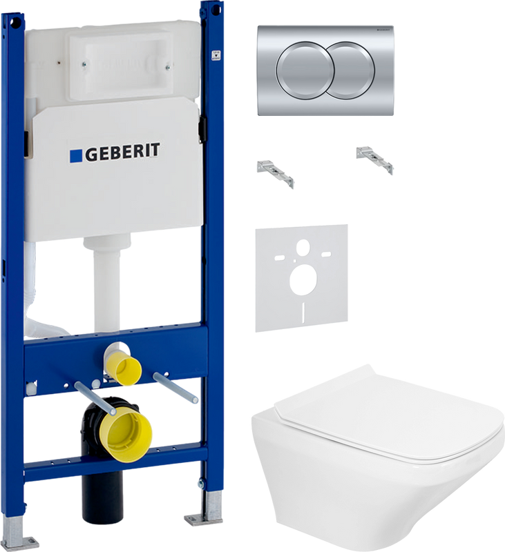 Комплект 4 в 1 Унитаз подвесной BelBagno Sela BB3201CHR белый + Крышка BB3201SC белая + Инсталляция с кнопкой Geberit Duofix Delta 458.149.21.1 + Звукоизоляция 156.050.00.1