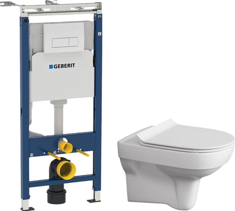 Комплект 2 в 1 Унитаз подвесной Cersanit City Clean On DPL EO + Инсталляция с кнопкой Geberit Duofix Платтенбау 458.125.11.1