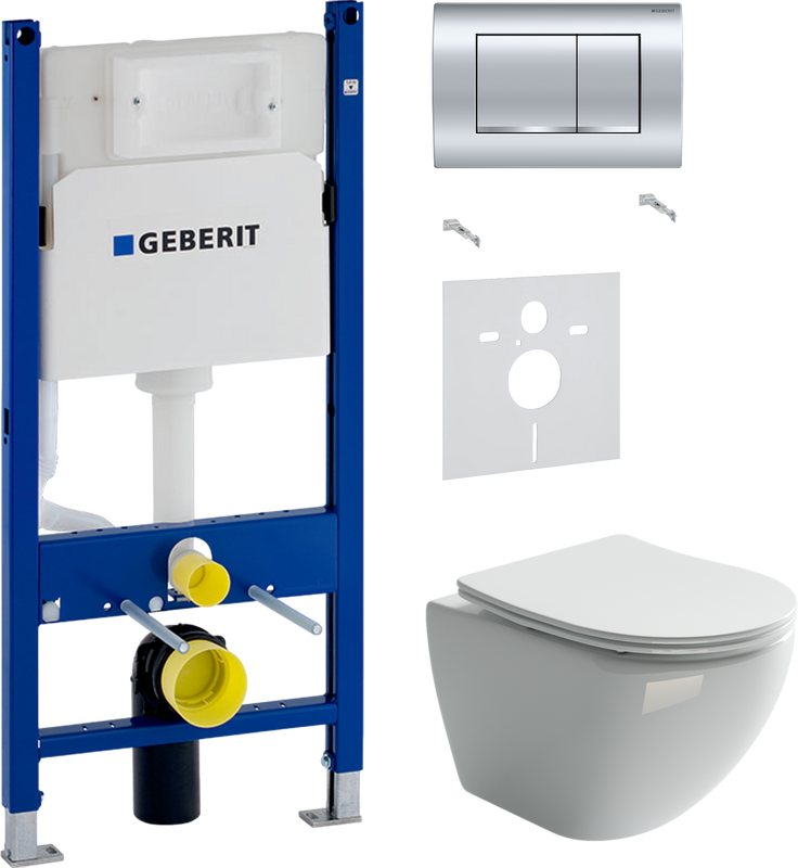 Комплект 3 в 1 Унитаз подвесной Ceramicanova Metropol CN4002 + Звукоизоляция Geberit 156.050.00.1 + Инсталляция с кнопкой Duofix Delta 458.163.21.1
