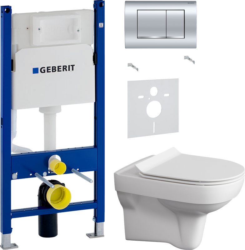 Комплект 3 в 1 Унитаз подвесной Cersanit City Clean On DPL EO + Звукоизоляция Geberit 156.050.00.1 + Инсталляция с кнопкой Duofix Delta 458.163.21.1