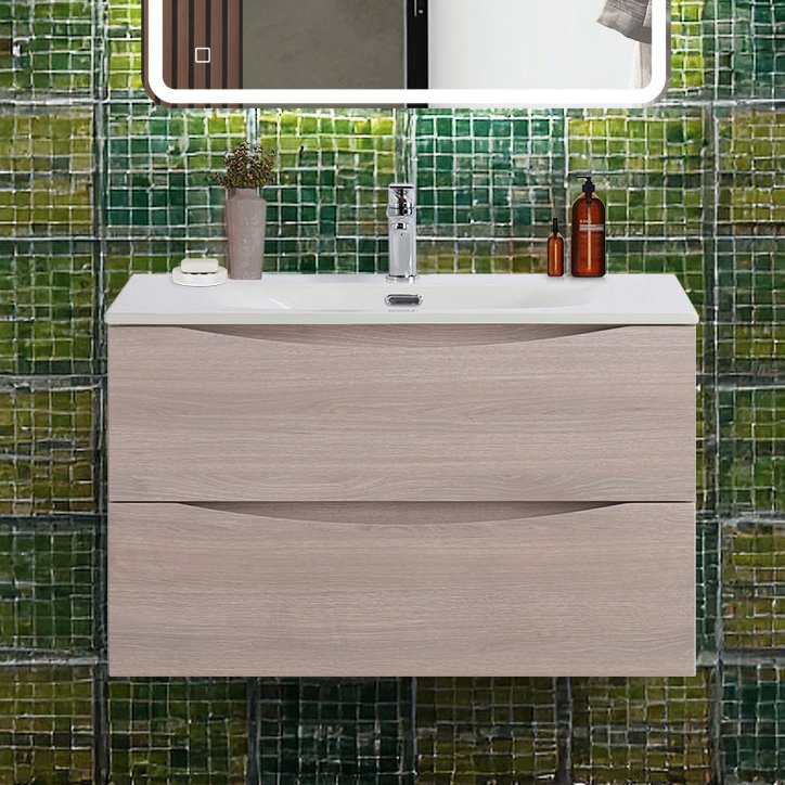 Тумба под раковину без столешницы BelBagno Marino-cer-n 80 подвесная, rovere grigio