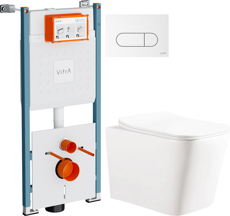 Комплект 3 в 1 Унитаз подвесной Ceruttispa Maiella Aria UF CT10480 + Инсталляция VitrA V-Fix Core 732-5800-01PV + Кнопка Root Round 740-2200