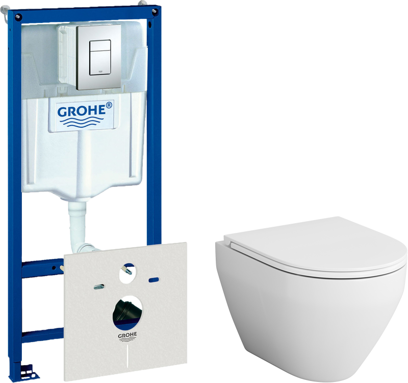 Комплект Унитаз подвесной AM.PM Spirit V2.0 с микролифтом + Инсталляция Grohe Rapid SL 38772001 3 в 1 с кнопкой смыва + Шумоизоляция 37131000