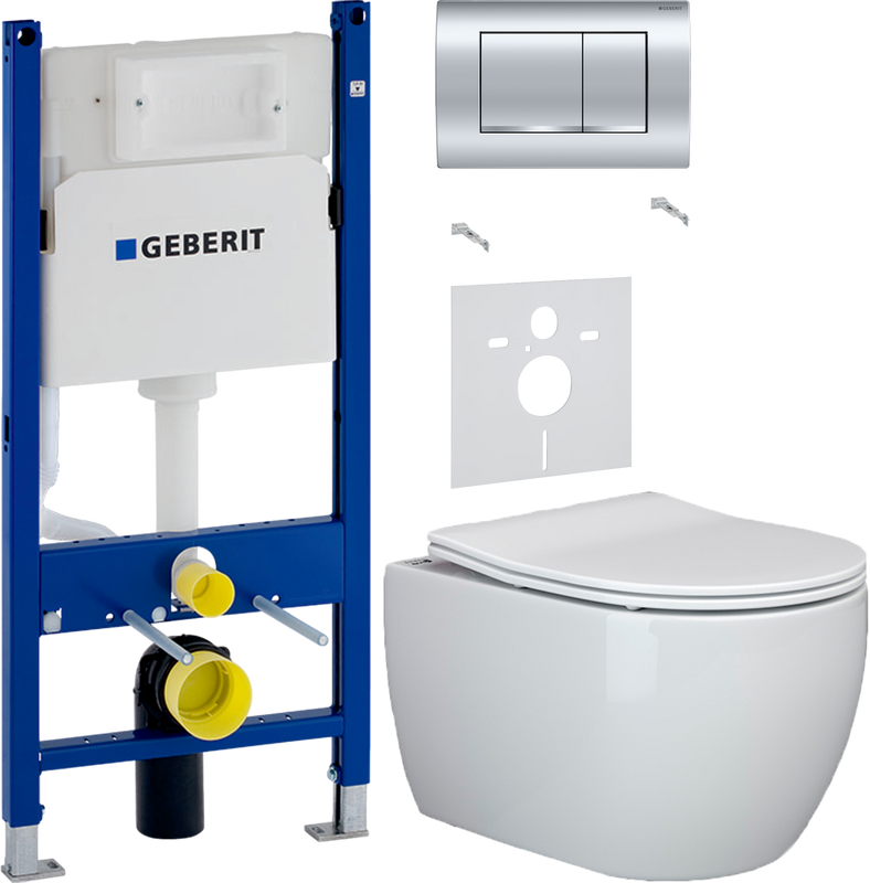 Комплект 3 в 1 Унитаз подвесной Ceramicanova Play CN3001 + Звукоизоляция Geberit 156.050.00.1 + Инсталляция с кнопкой Duofix Delta 458.163.21.1