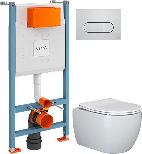 Комплект 2 в 1 Унитаз подвесной Ceramicanova Play CN3001 + Инсталляция с кнопкой VitrA V-Fix Core 732-5800-01