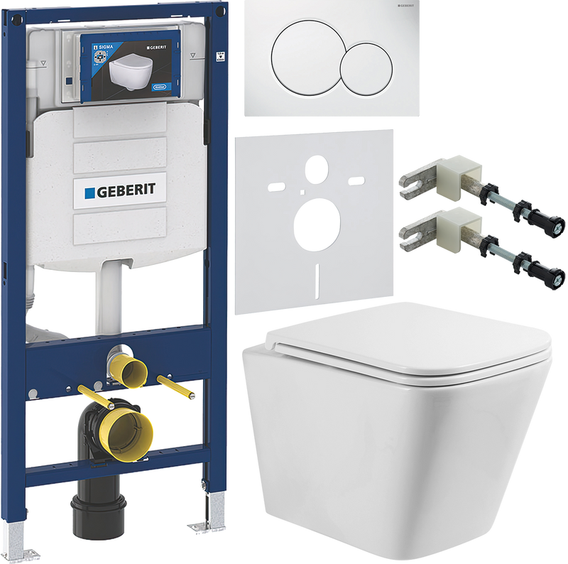 Комплект 6 в 1 Унитаз подвесной BelBagno Ardente-R BB520CHR безободковый + Крышка BB2322SC с микролифтом + Инсталляция Geberit Duofix UP 320 111.300.00.5 + Кнопка Sigma 01 115.770.11.5 + Крепления 111.815.00.1 к стене + Звукоизоляция 156.050.00.1