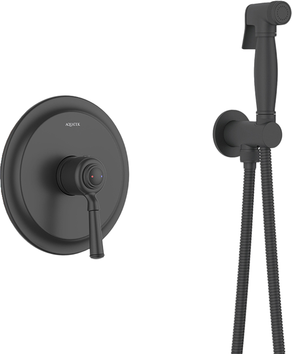 Гигиенический душ AQUATEK Классик AQ1519MB, со смесителем, С ВНУТРЕННЕЙ ЧАСТЬЮ, матовый черный