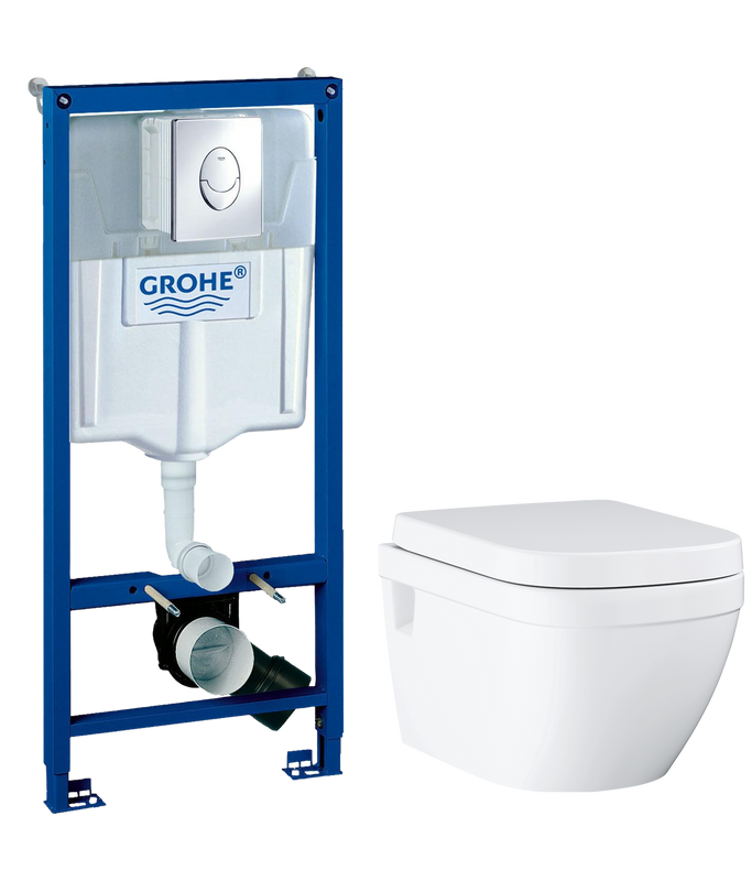 Комплект 2 в 1 Унитаз подвесной Grohe Euro Ceramic 39703000 + Инсталляция с кнопкой Rapid SL 38721001