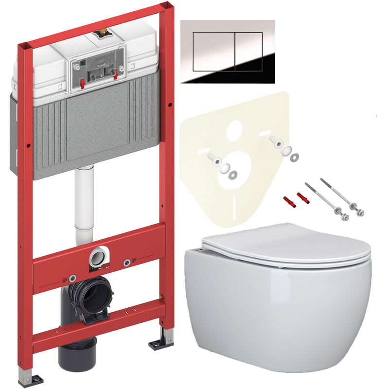 Комплект 2 в 1 Унитаз подвесной Ceramicanova Play CN3001 + Инсталляция с кнопкой TECE Now 9400412