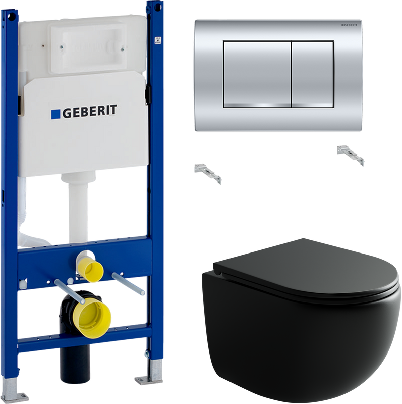 Комплект 2 в 1 Унитаз подвесной Ceramicanova UP Rimless CN4007MB + Инсталляция с кнопкой Geberit Duofix Delta 458.163.21.1