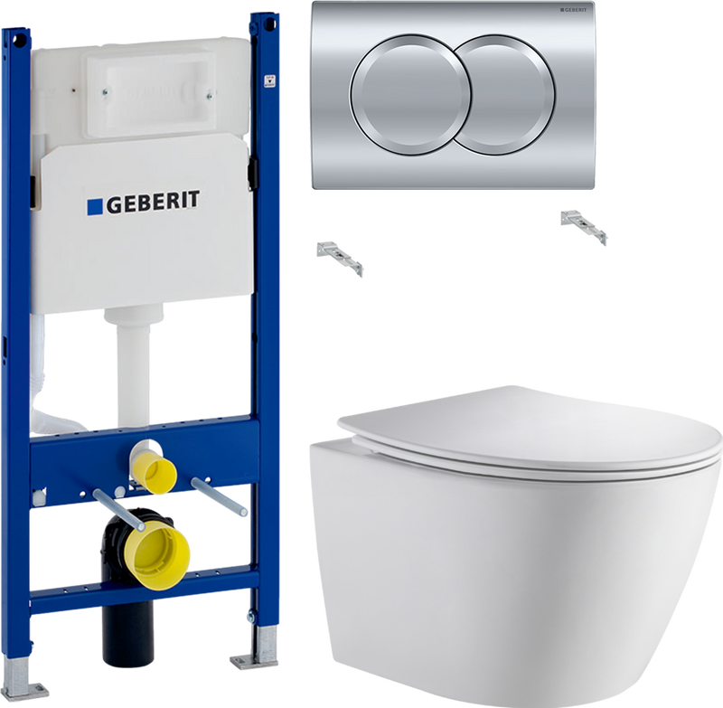 Комплект 2 в 1 Унитаз подвесной Orange C07 C07-150W + Инсталляция с кнопкой Geberit Duofix Delta 458.149.21.1