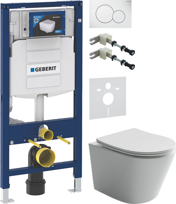Комплект 5 в 1 Унитаз подвесной Ceramicanova Balearica Rimless CN6000 + Крепления Geberit Duofix 111.815.00.1 к стене + Звукоизоляция 156.050.00.1 + Инсталляция UP 320 111.300.00.5 + Кнопка Sigma 01 115.770.11.5