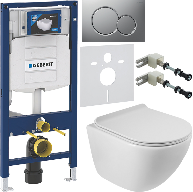 Комплект 6 в 1 Унитаз подвесной BelBagno Amanda BB051CHR безободковый + Крышка BB901SC с микролифтом + Инсталляция Geberit Duofix UP 320 111.300.00.5 + Кнопка Sigma 01 115.770.JQ.5 + Крепления 111.815.00.1 к стене + Звукоизоляция 156.050.00.1