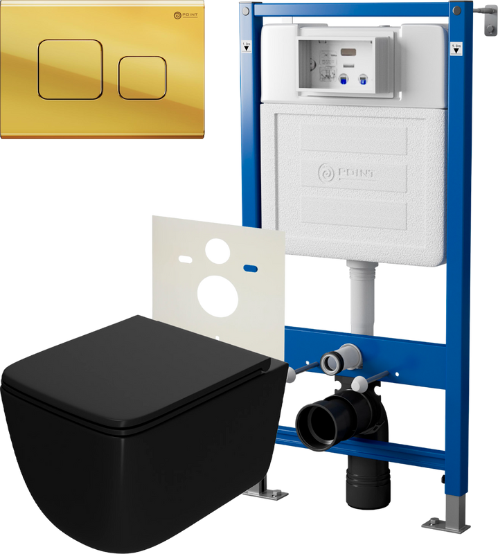 Комплект 3 в 1 Унитаз подвесной Point Меркурий PN41831BM + Инсталляция PN45120 + Кнопка Афина PN44041G