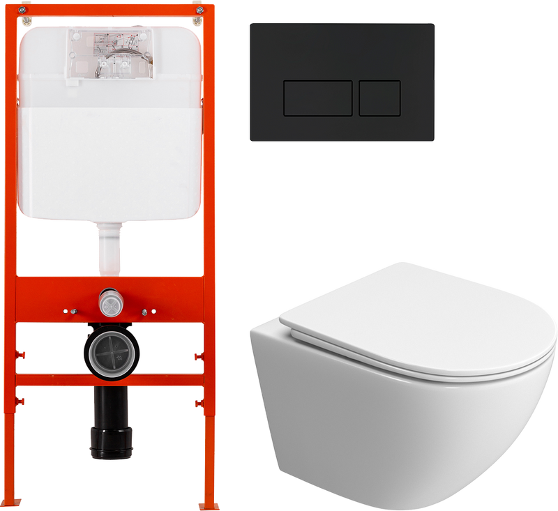 Комплект 3 в 1 Унитаз подвесной BelBagno Uno BB5177CH-TOR/SC + Инсталляция BB026 + Кнопка BB044NERO