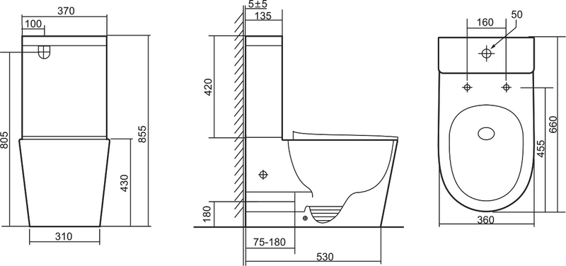 Унитаз-компакт напольный SantiLine SL-5026, белый