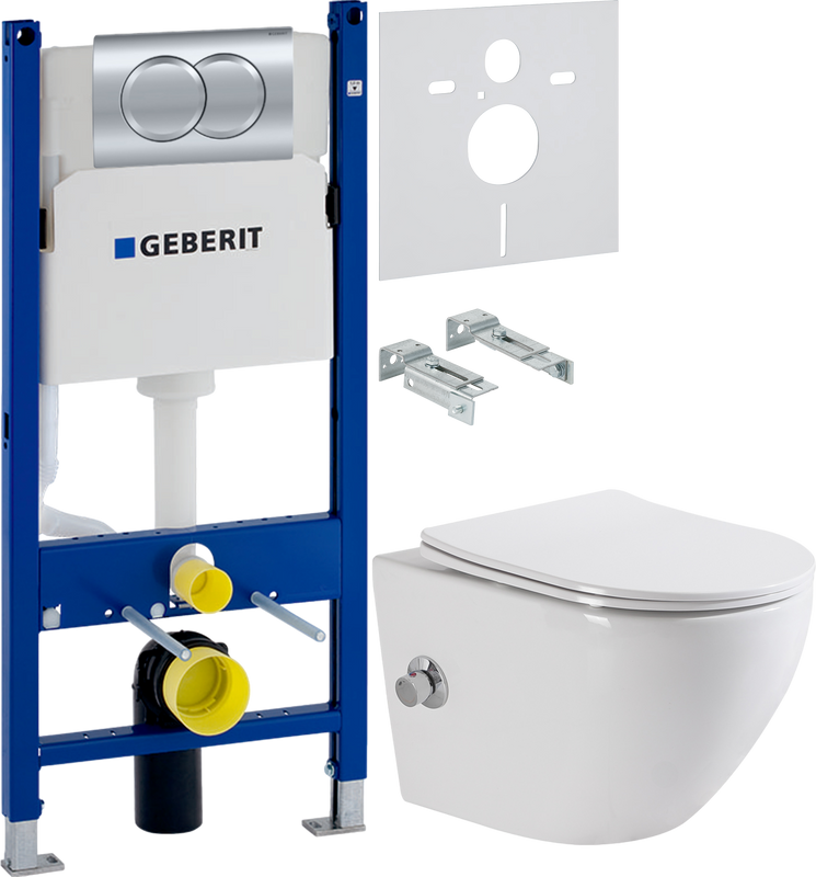 Комплект 3 в 1 Унитаз подвесной BelBagno Uno BB3105CHR-BS/SC + Инсталляция с кнопкой Geberit Duofix Delta 458.149.21.1 + Звукоизоляция 156.050.00.1