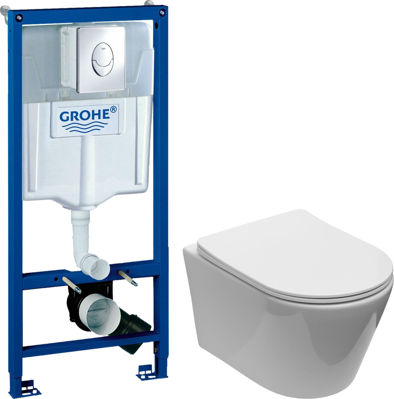 Комплект 2 в 1 Унитаз подвесной Aquanet Logan Tornado 340298 + Инсталляция с кнопкой Grohe Rapid SL 38721001