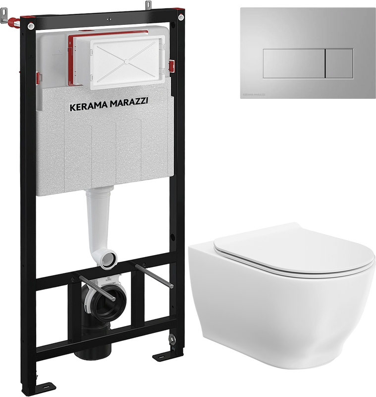 Комплект 3 в 1 Унитаз подвесной KERAMA MARAZZI Modula MO.wc.02 + Инсталляция INST.A.WC + Кнопка FPS.A.NM