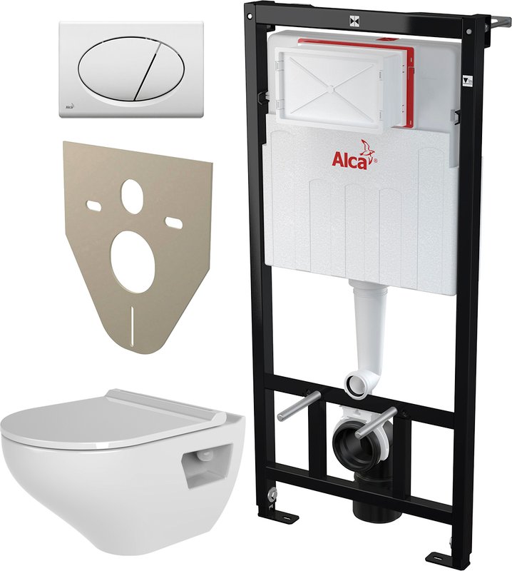 Комплект 4 в 1 Унитаз подвесной Bien Ion IOKA050N2VP0W5000 + Звукоизоляция AlcaPlast M91 + Кнопка ALCA M70 + Инсталляция A101 Sadromodul AM101/1120-0001