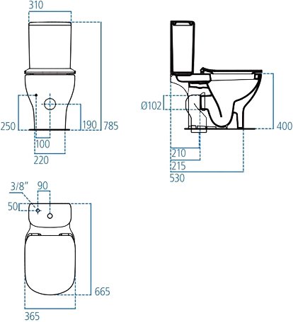 Унитаз-компакт напольный Ideal Standard Tesi AquaBlade T008701