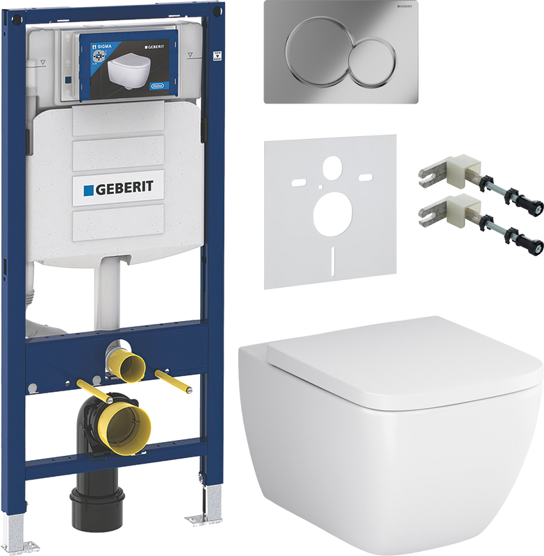 Комплект 5 в 1 Унитаз подвесной AM.PM Gem C901701SC + Крепления Geberit Duofix 111.815.00.1 к стене + Звукоизоляция 156.050.00.1 + Инсталляция UP 320 111.300.00.5 + Кнопка Sigma 01 115.770.21.5