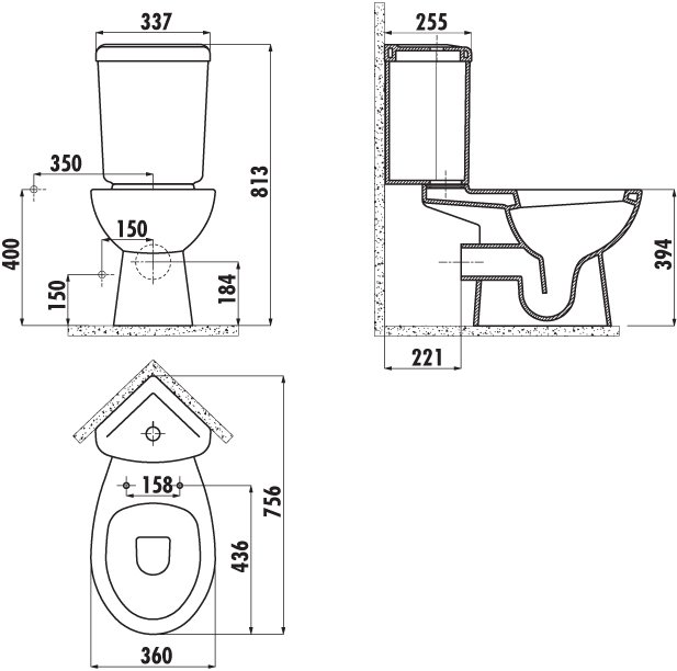Унитаз-компакт напольный Creavit Corner SD310