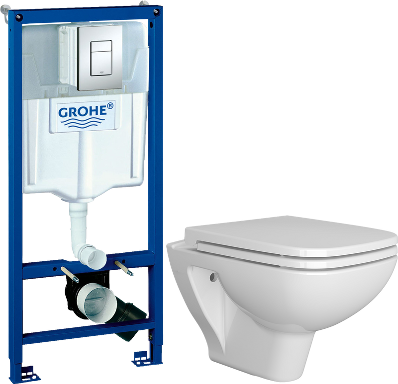 Комплект 2 в 1 Унитаз подвесной VitrA Berg 5507B003-6280 + Инсталляция с кнопкой Grohe Rapid SL 38772001
