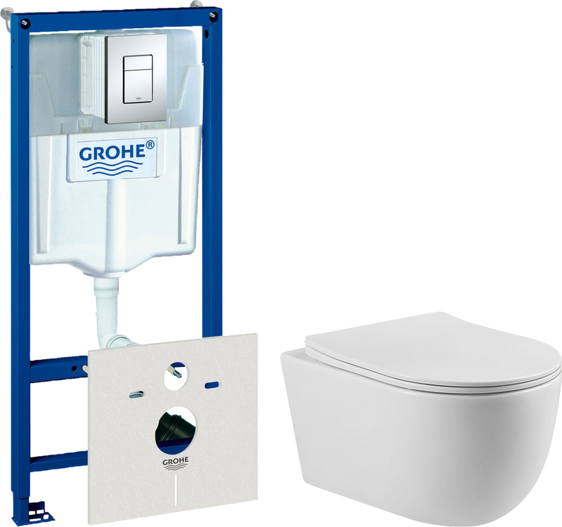 Комплект Унитаз подвесной Vincea Evo VT1-34S + Инсталляция Grohe Rapid SL 38772001 3 в 1 с кнопкой смыва + Шумоизоляция 37131000