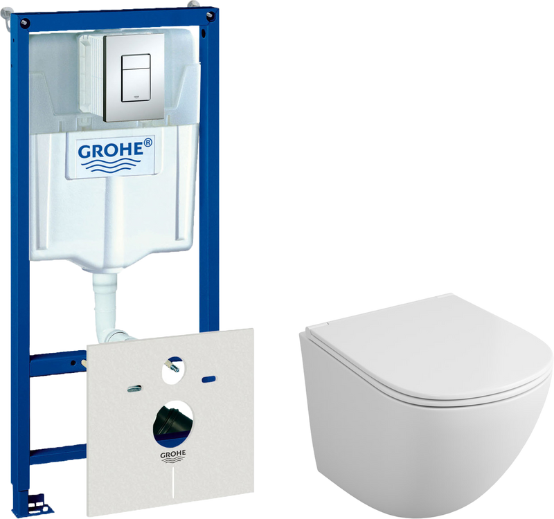 Комплект Унитаз подвесной Owl 1975 Vind TOWLT190302 безободковый + Инсталляция Grohe Rapid SL 38772001 3 в 1 с кнопкой смыва + Шумоизоляция 37131000