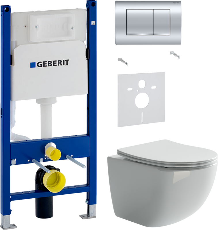 Комплект 3 в 1 Унитаз подвесной Ceramicanova Forma CN3009 + Звукоизоляция Geberit 156.050.00.1 + Инсталляция с кнопкой Duofix Delta 458.163.21.1