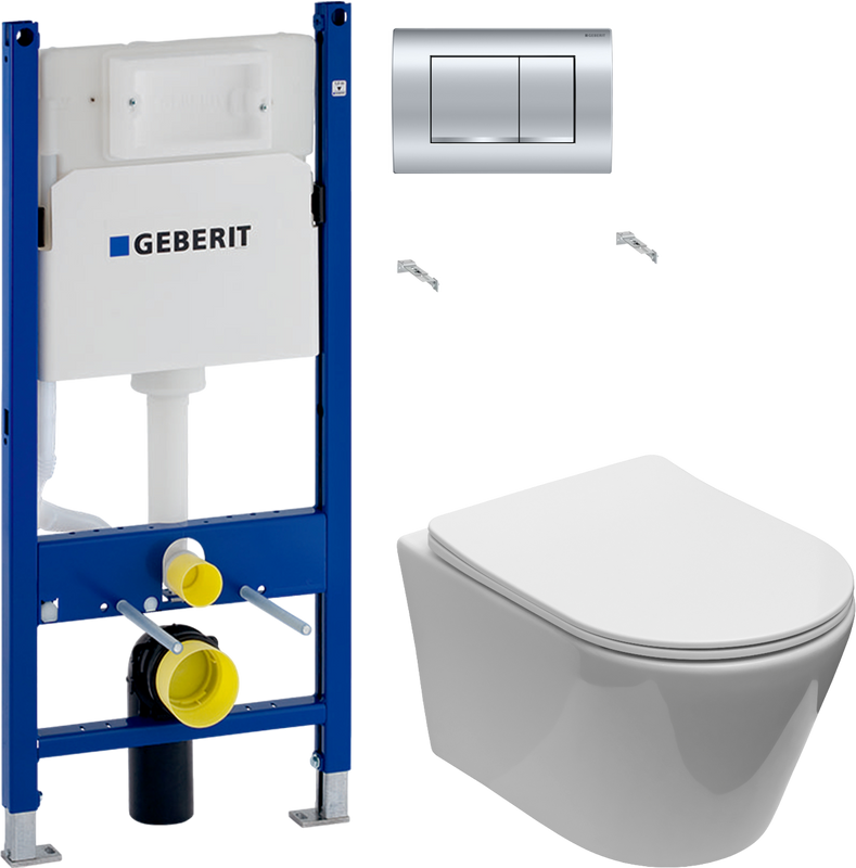 Комплект 2 в 1 Унитаз подвесной Aquanet Logan Tornado 340298 + Инсталляция с кнопкой Geberit Duofix Delta 458.163.21.1
