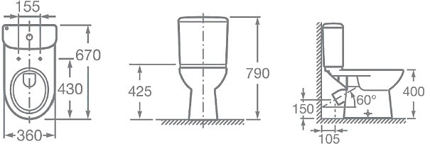 Унитаз-компакт напольный Roca Access 34P23900Y