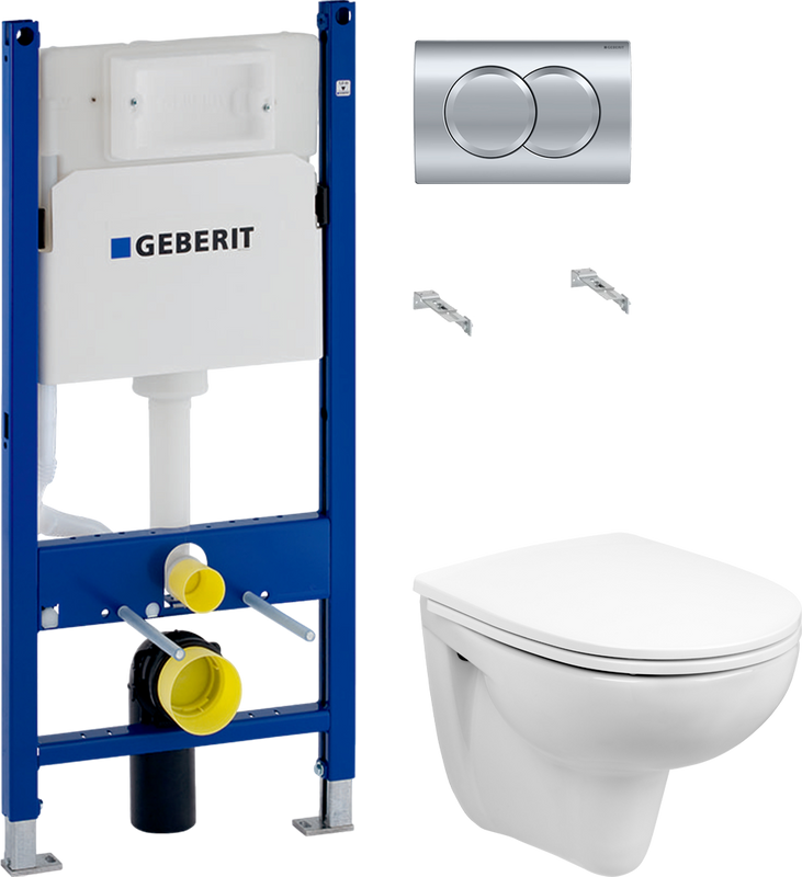Комплект 2 в 1 Унитаз подвесной Wanfald Lauta 47302100005 + Инсталляция с кнопкой Geberit Duofix Delta 458.149.21.1
