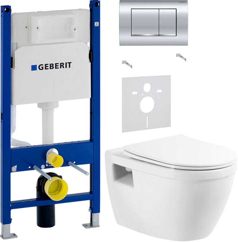 Комплект 3 в 1 Унитаз подвесной BelBagno Loto BB070CHR/SC + Звукоизоляция Geberit 156.050.00.1 + Инсталляция с кнопкой Duofix Delta 458.163.21.1