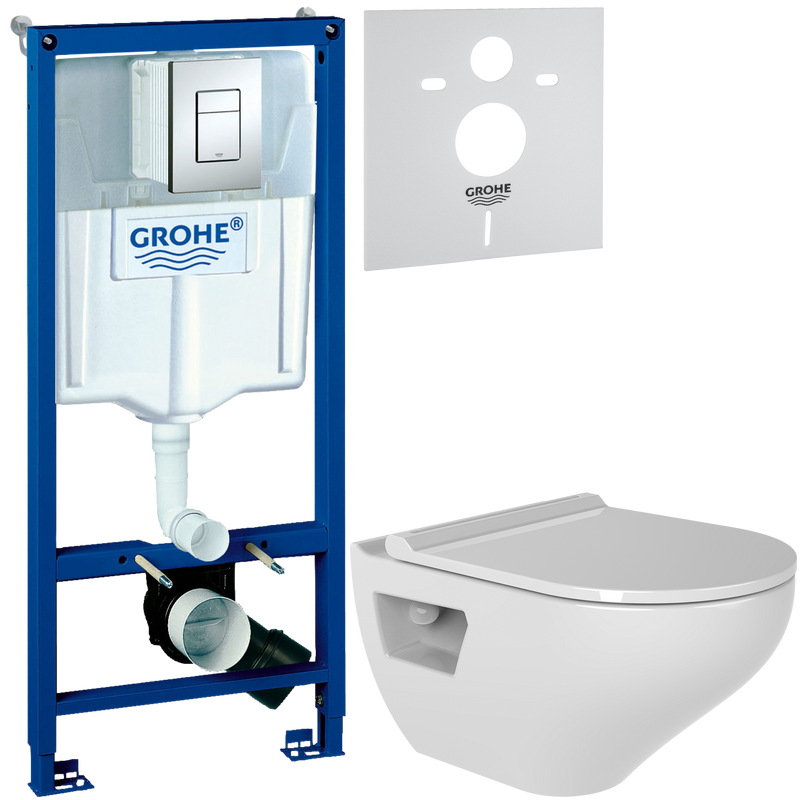 Комплект 3 в 1 Унитаз подвесной Bien Ion IOKA050N2VP1W5000 + Инсталляция с кнопкой Grohe Rapid SL 38772001 + Звукоизоляция 37131000