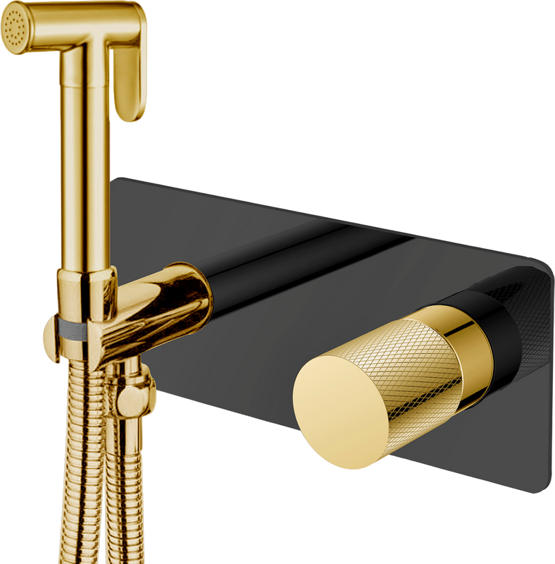 Гигиенический душ Boheme Stick 127-BG.2, со смесителем, С ВНУТРЕННЕЙ ЧАСТЬЮ, black, touch gold