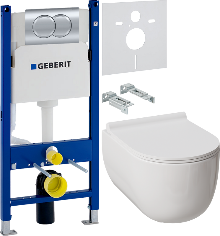 Комплект 3 в 1 Унитаз подвесной Damixa Scandinavian Pure DX36C1701SC + Инсталляция с кнопкой Geberit Duofix Delta 458.149.21.1 + Звукоизоляция 156.050.00.1