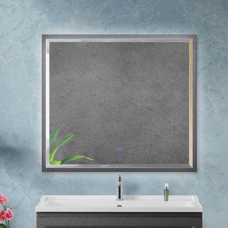 Зеркало Cezares Interni 100x90, с подсветкой, с антизапотевателем, титан
