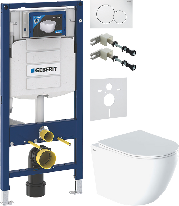 Комплект 5 в 1 Унитаз подвесной IDDIS Blanco BLARDSEi25 + Крепления Geberit Duofix 111.815.00.1 к стене + Звукоизоляция 156.050.00.1 + Инсталляция UP 320 111.300.00.5 + Кнопка Sigma 01 115.770.11.5