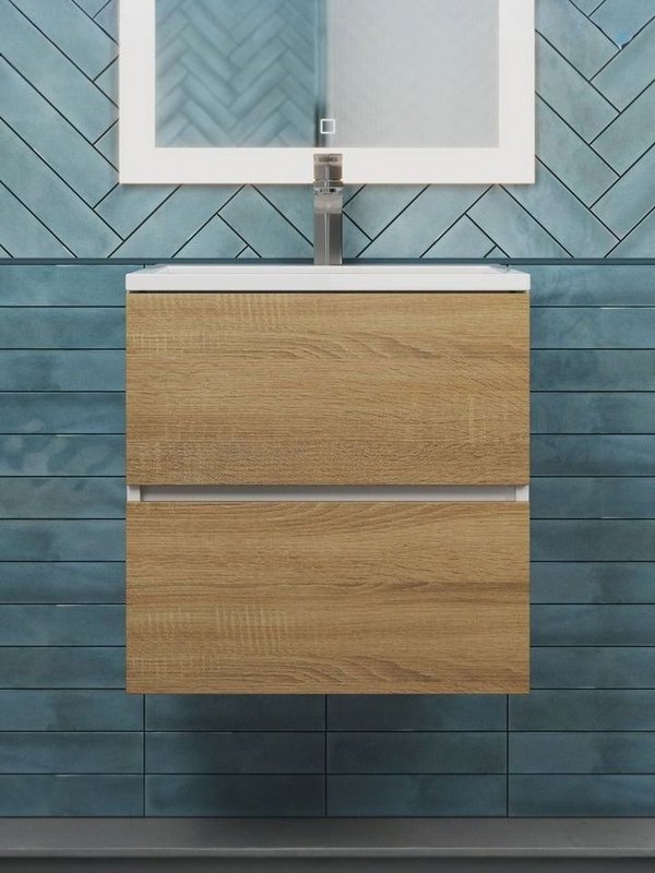 Тумба под раковину Uperwood Barsa подвесная 50х45х55 см, белая/дуб сонома