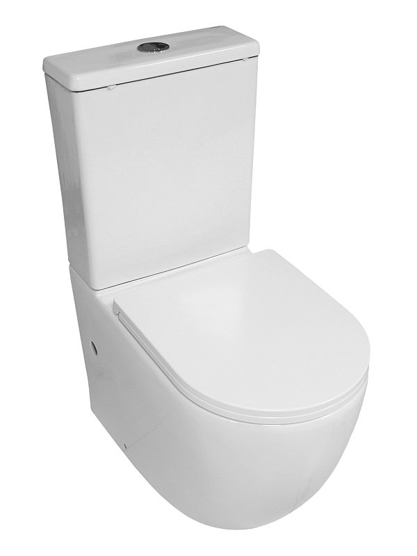 Унитаз-компакт напольный AZARIO Blanco AZ-T003B-R безободковый, с микролифтом, глянцевый белый