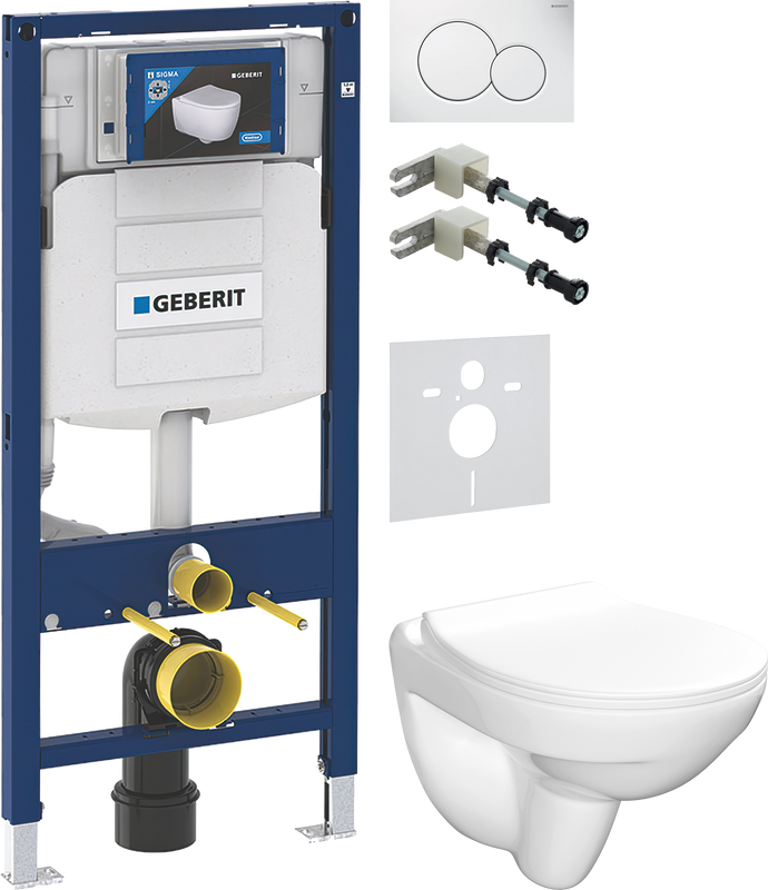 Комплект 5 в 1 Унитаз подвесной Керамин Санти CDB00022946 + Крепления Geberit Duofix 111.815.00.1 к стене + Звукоизоляция 156.050.00.1 + Инсталляция UP 320 111.300.00.5 + Кнопка Sigma 01 115.770.11.5